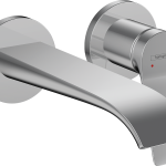 Vivenis Mitigeur de lavabo encastré mural, bec 192 mm, bonde à écoulement libre