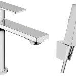 Rebris E Mitigeur de lavabo 110 avec bidette et flexible 160cm sans tirette ni vidage