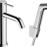 Tecturis S Mitigeur de bidet 110 avec douchette bidette et flexible de douche 160 cm